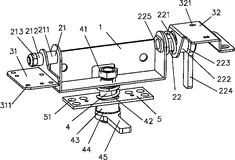 Double-degree-of-freedom rotating shaft bracket with positioning function
