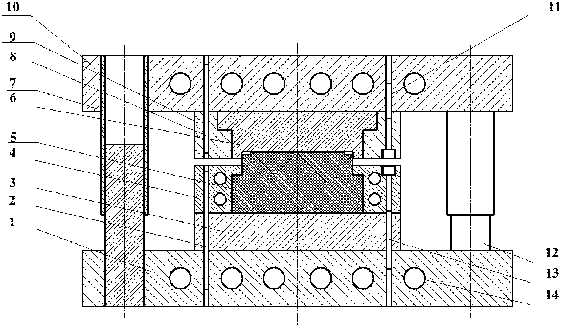 Two-step heat press-forging molding method of magnesium alloy thin-wall element and molding die