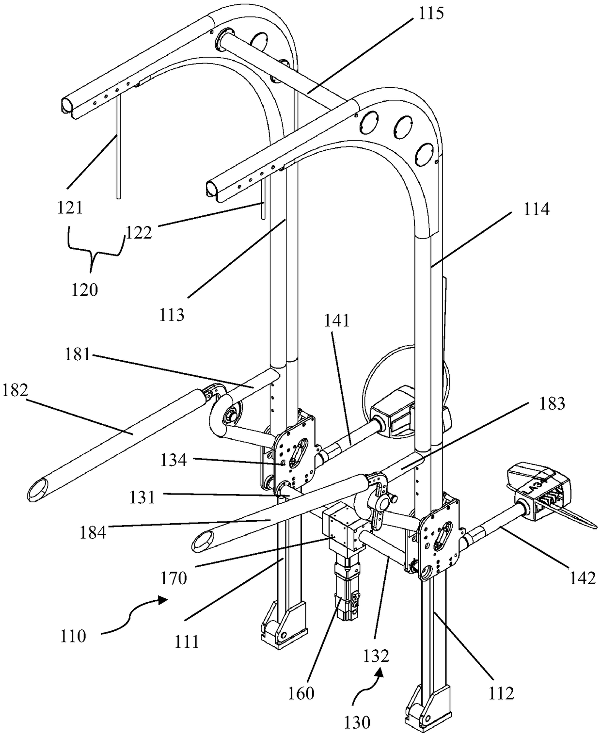 Lower limb rehabilitation training robot and suspension weight reduction mechanism thereof