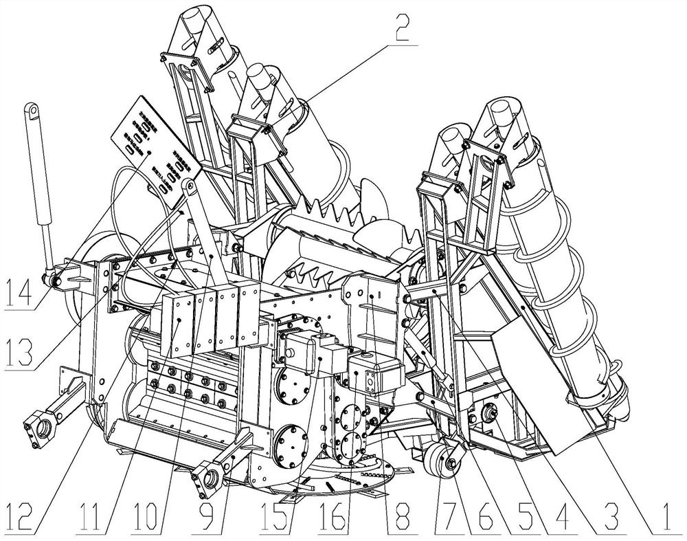 Sugarcane harvester and front suspension header root cutting depth control device and method thereof