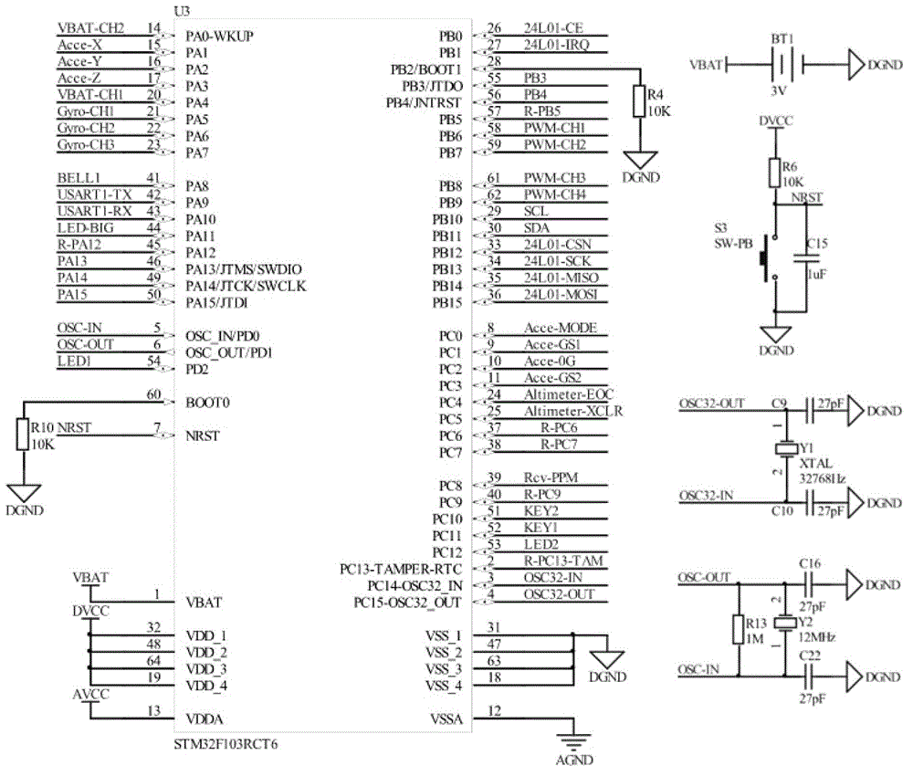 Four-axis aircraft balance stability control device based on cross-flow fan driving