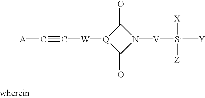 Phenylethynyl-containing imide silanes