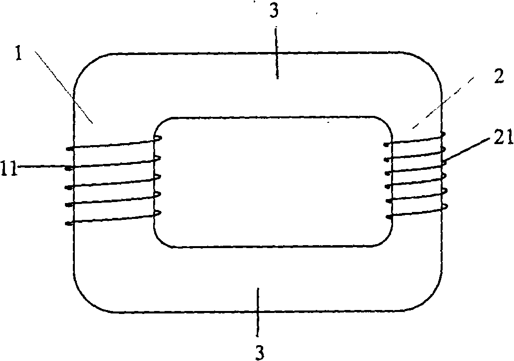 Iron core construction with unequal intersecting surface for working at saturated magnetization zone