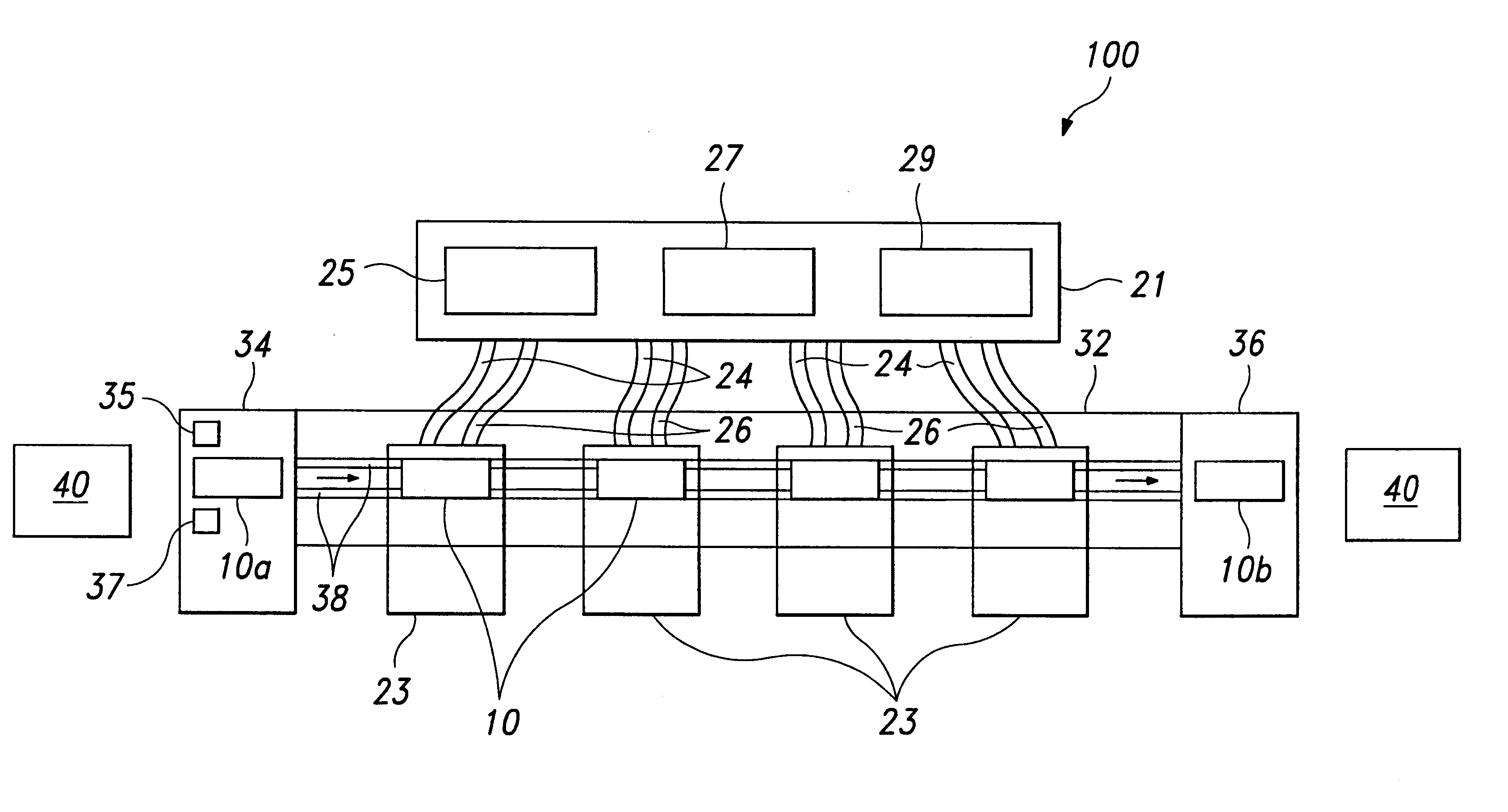 Test and burn-in apparatus, in-line system using the test and burn-in apparatus, and test method using the in-line system