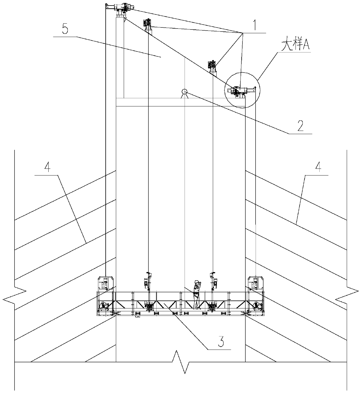 Maintenance system and maintenance method for straight tower column of double-cable-plane cable-stayed bridge