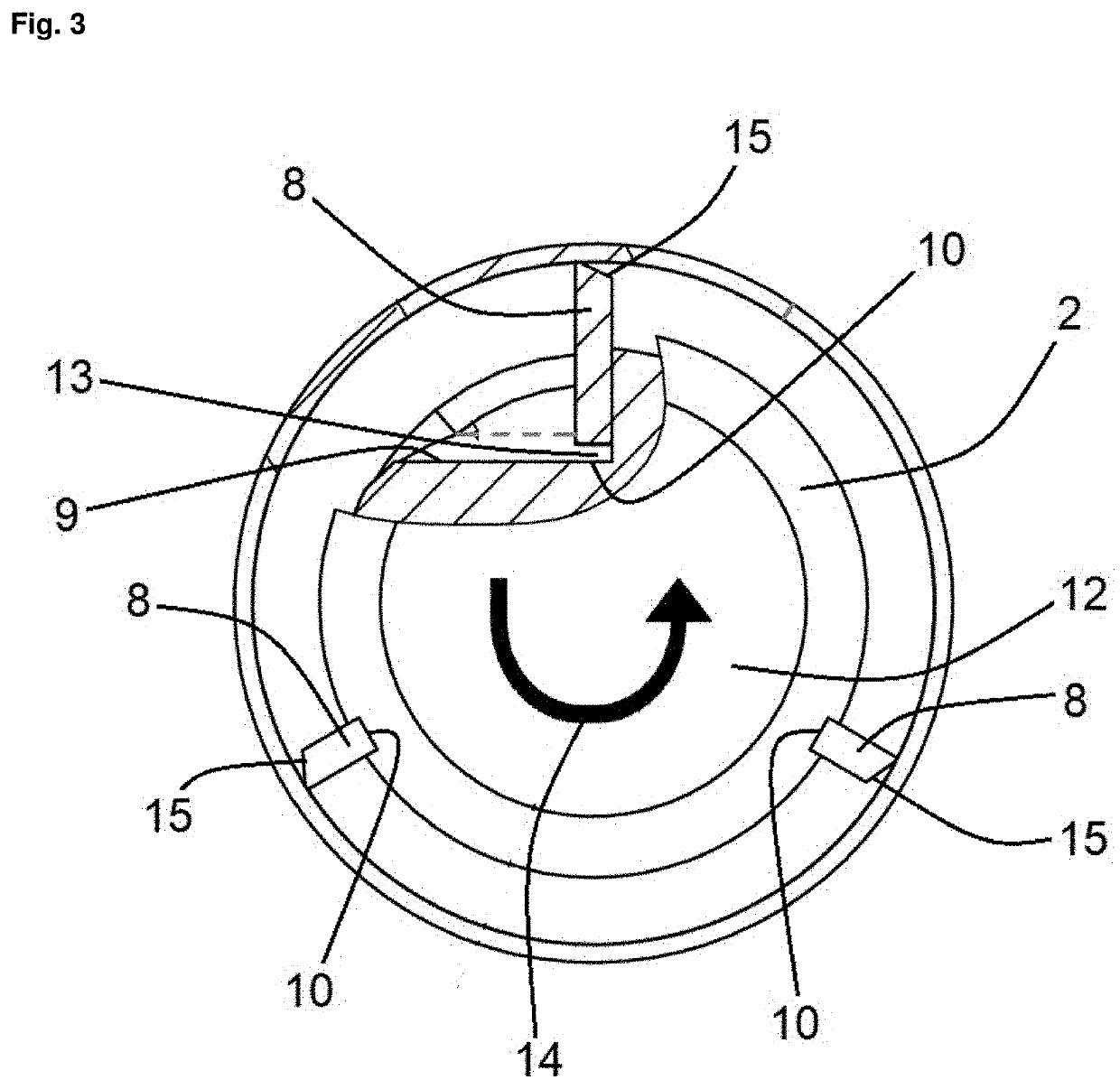 Cutting device; separator; method for separating food components by means of a separator