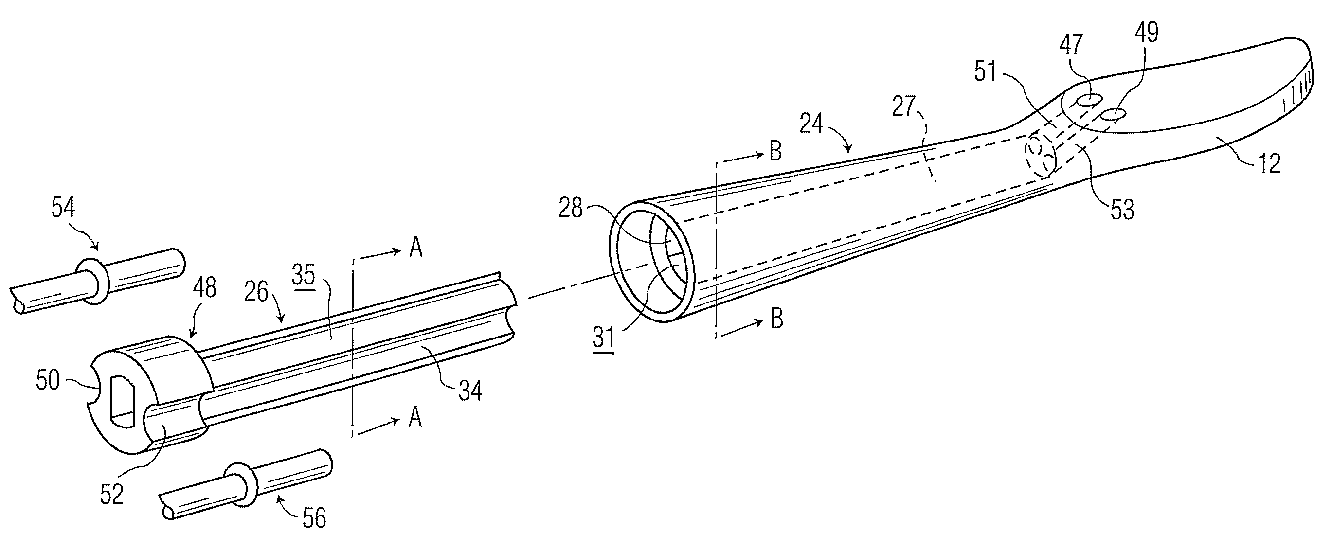 Brushhead stem with core channels for dispensing fluids
