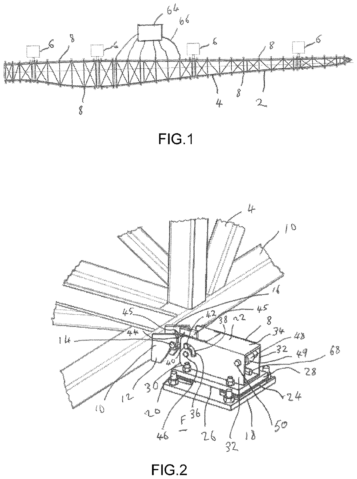 Floor locking device for a wind turbine blade mould