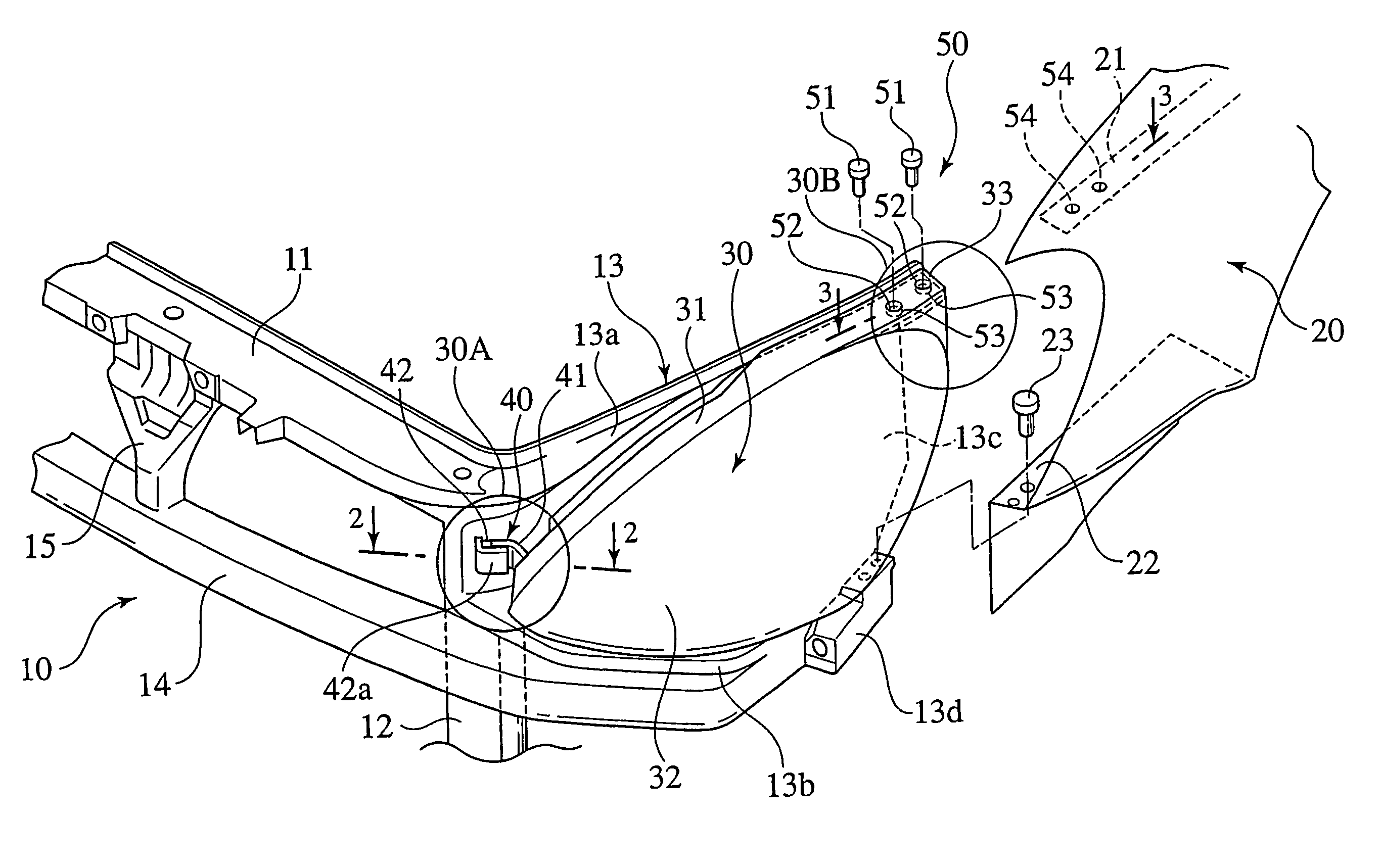 Headlamp mounting structure for automobile