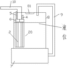 Liquid dispensing device with connecting portion with radial slots and galvanized central shaft