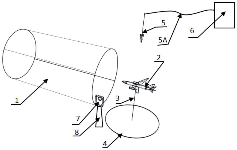 A lightning test device for simulating dynamic aircraft