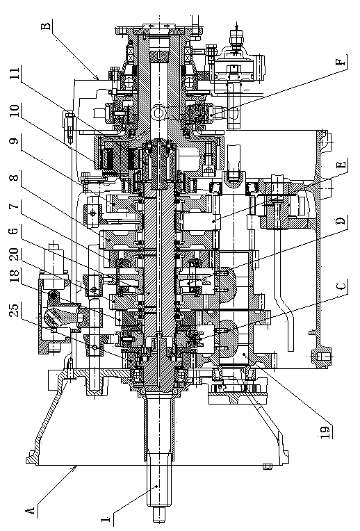 9-gear twin-countershaft helical gear lock pin synchronizer transmission
