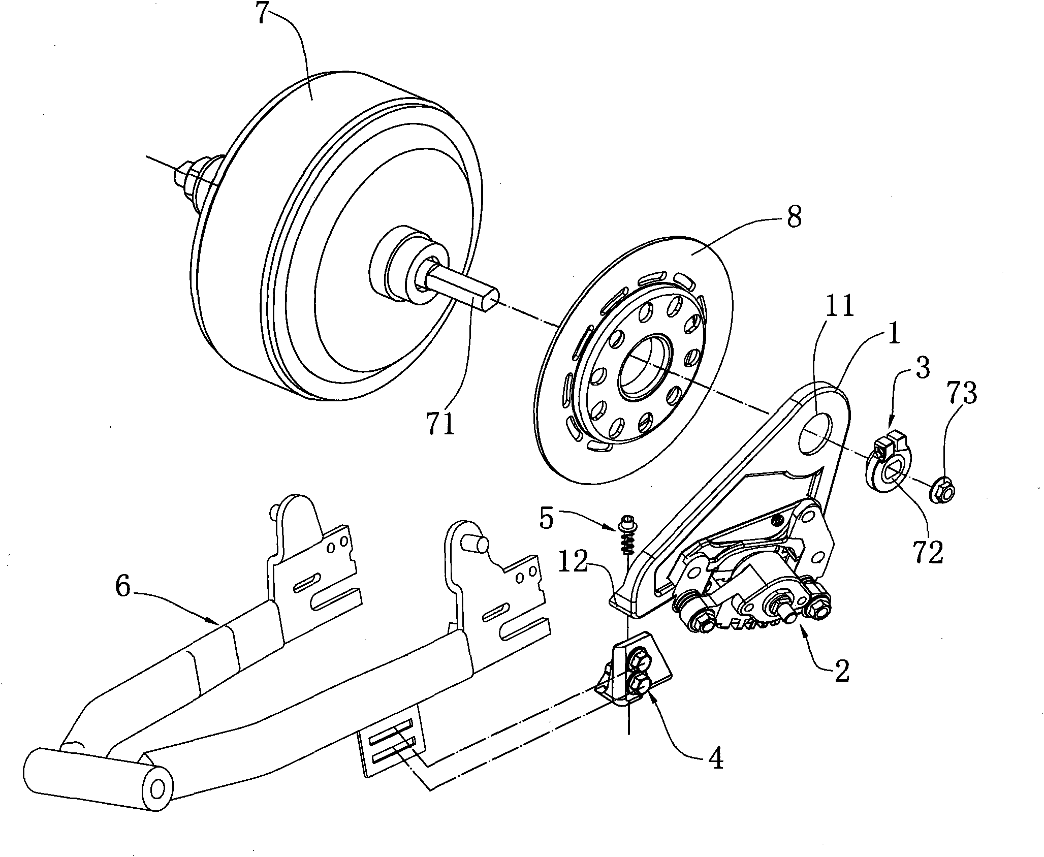 Improved mounting structure of electromobile disk brake
