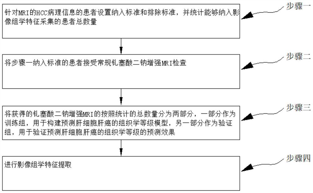 Gadoxetate disodium enhanced MRI (Magnetic Resonance Imaging)-based radiomics characteristic acquisition method for predicting histological grade of hepatocellular carcinoma