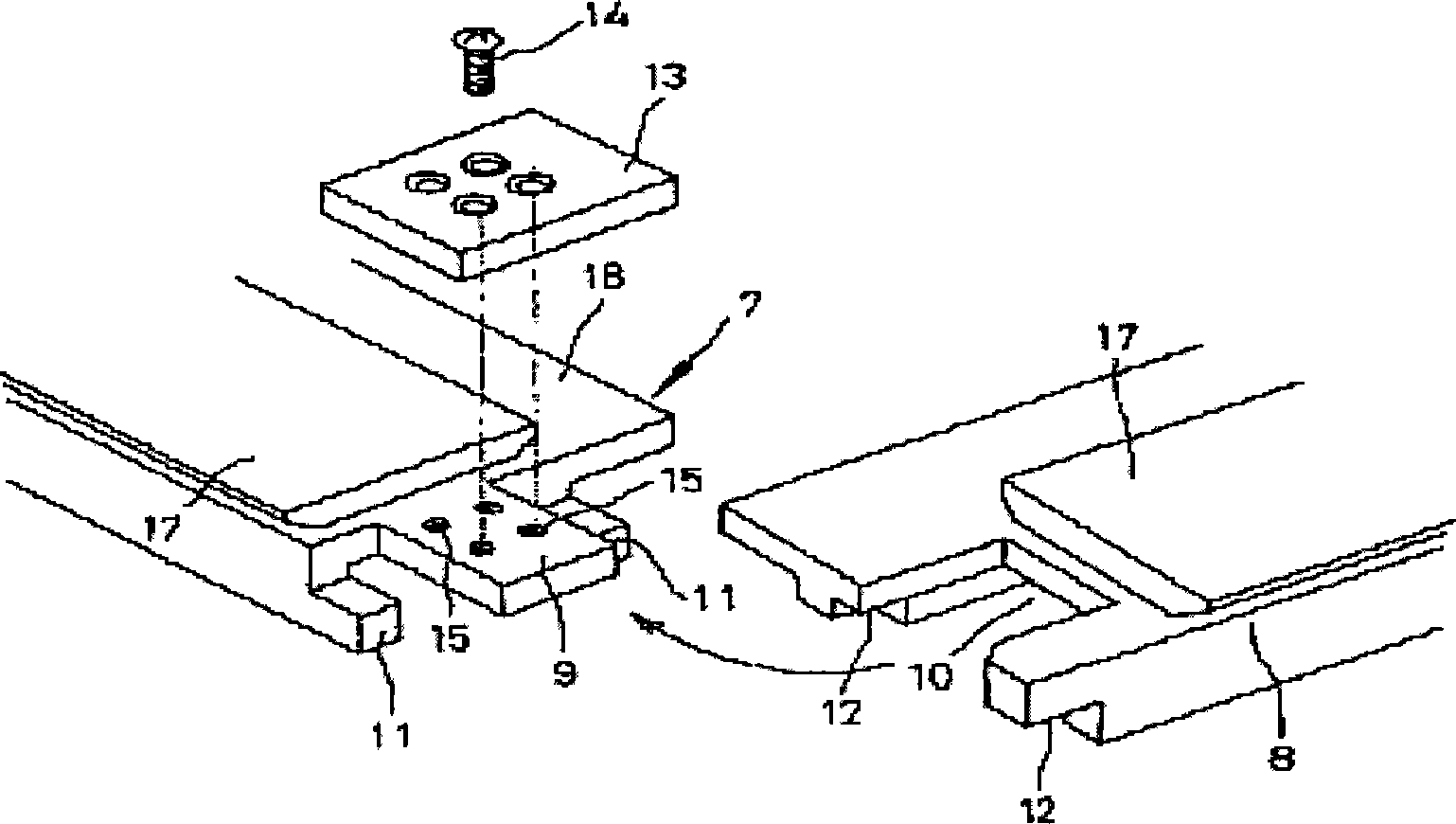 Low speed magnetic floating system F rail seaming structure and processing method thereof