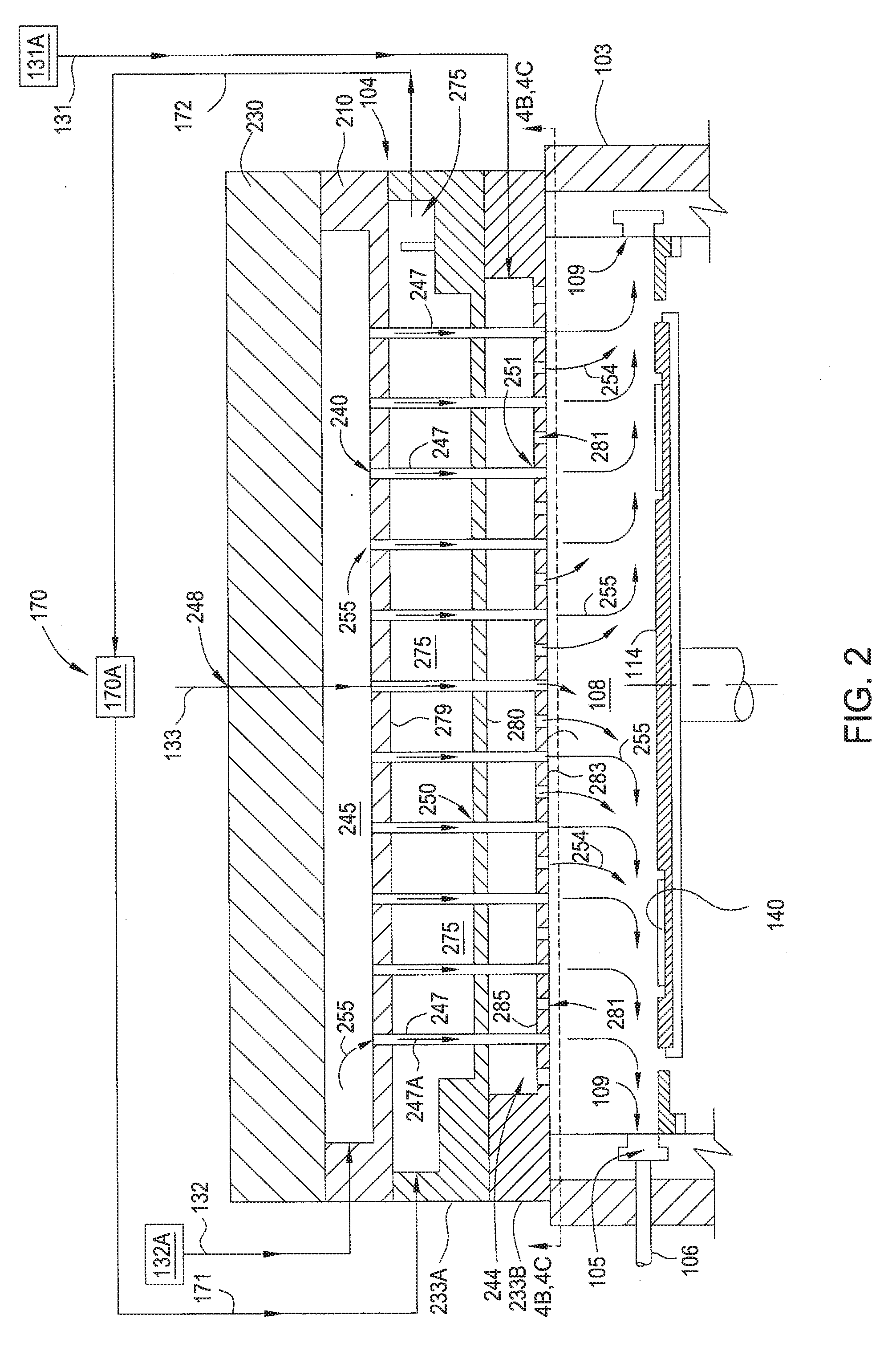 Multi-gas centrally cooled showerhead design