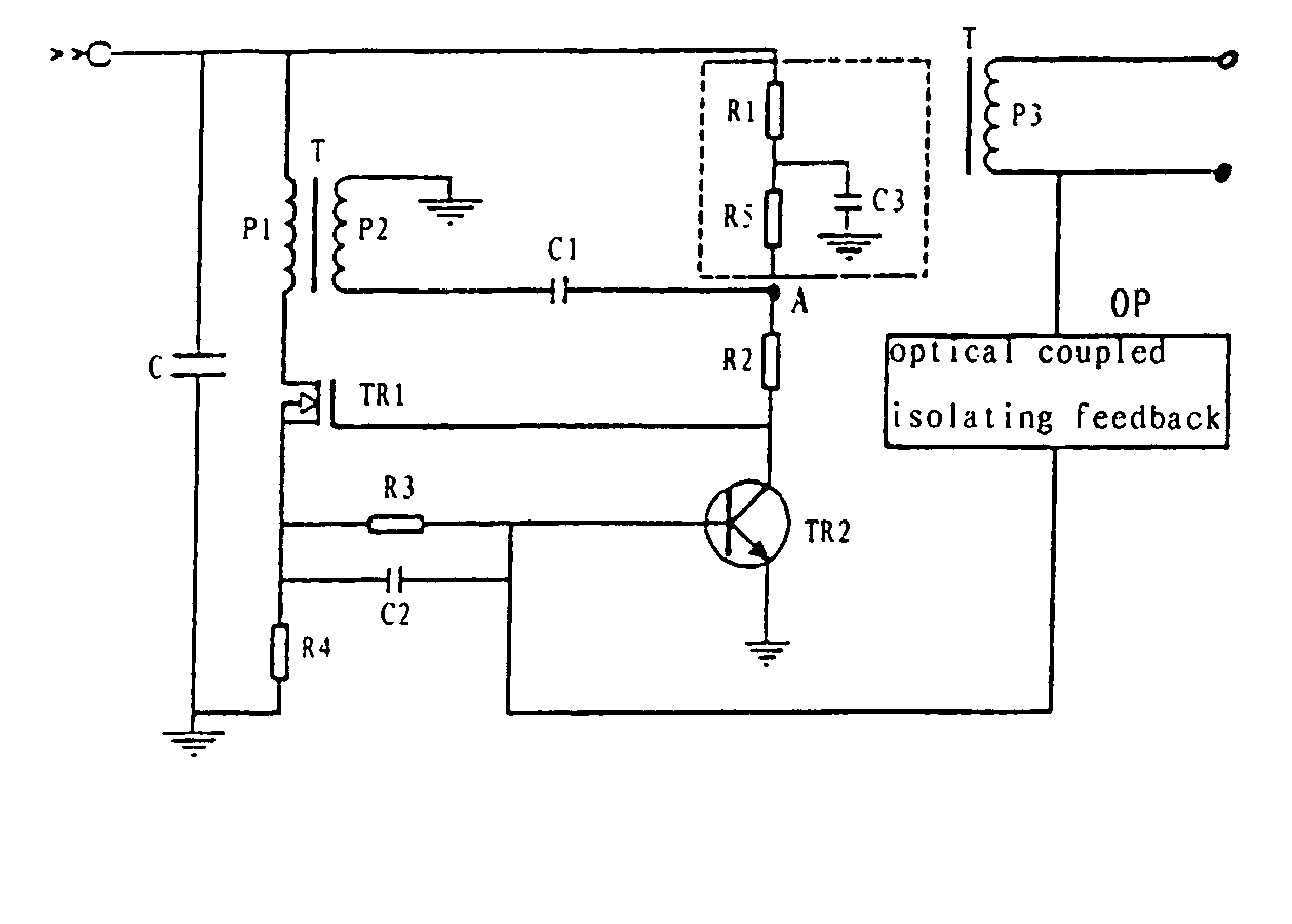 Isolating type self-oscillating flyback converter with a soft start loop