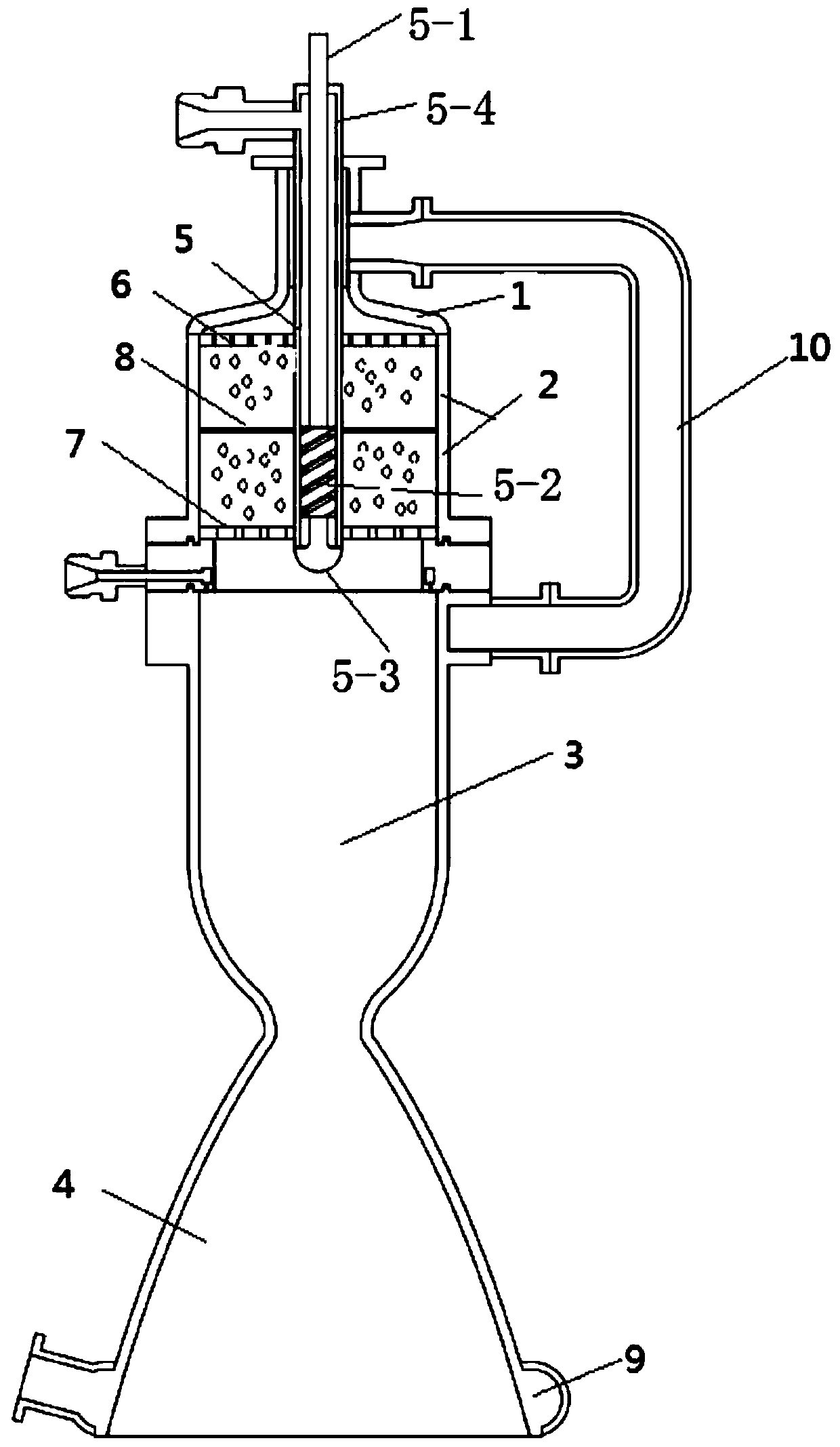 Hydrogen peroxide kerosene variable working condition thrust chamber adopting syringe injector
