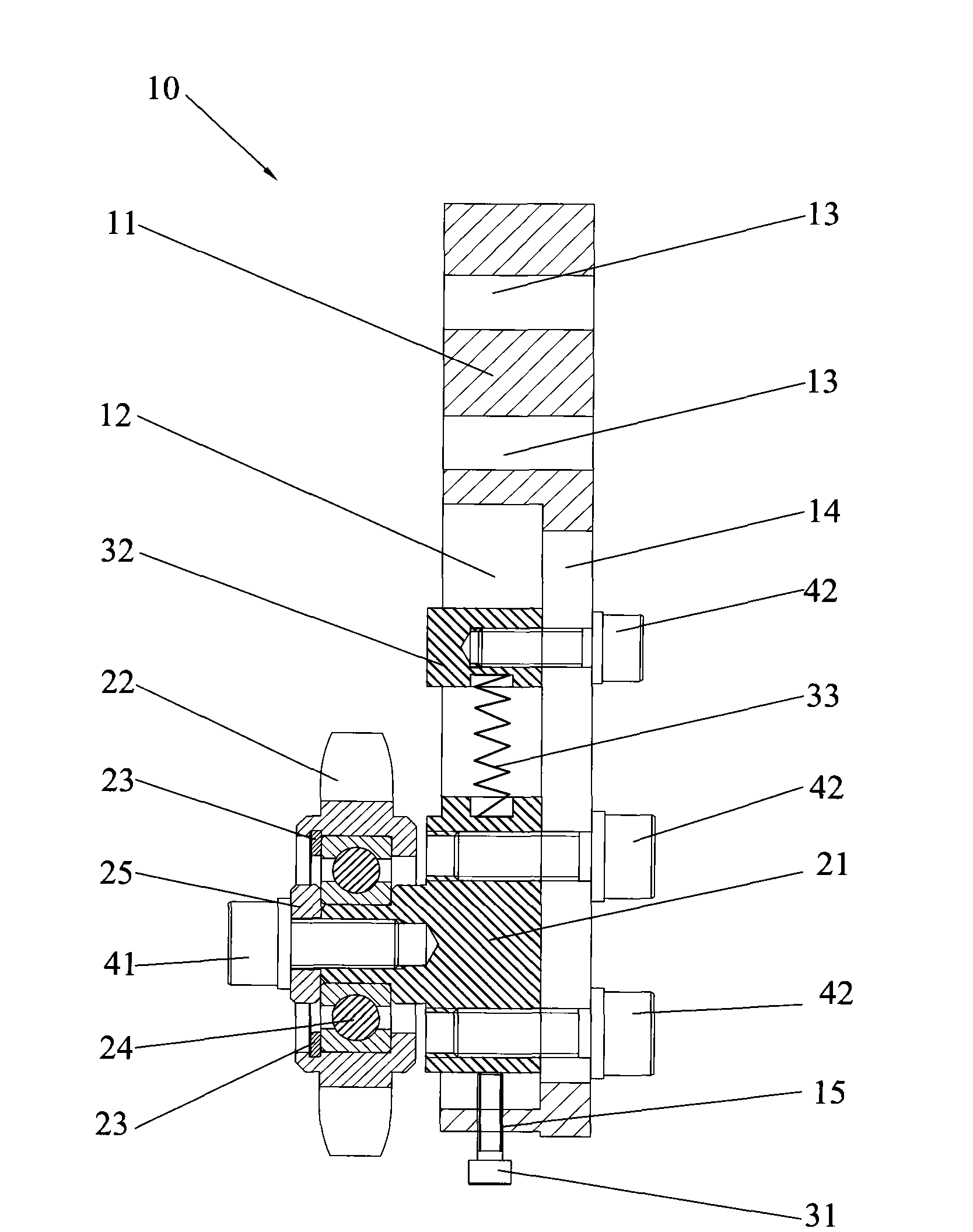 Chain transmission tensioning device