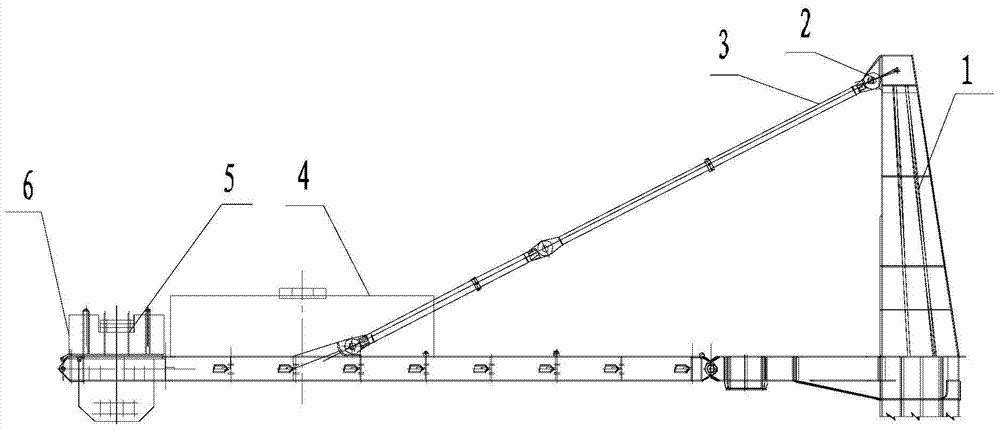 Pull rod hinged adjustable weight arm of bucket-wheel stacker-reclaimer