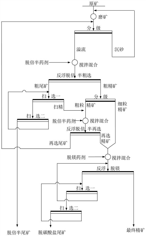 Mineral processing technology for removing sesquioxide from collophanite through intermediate grading retreatment