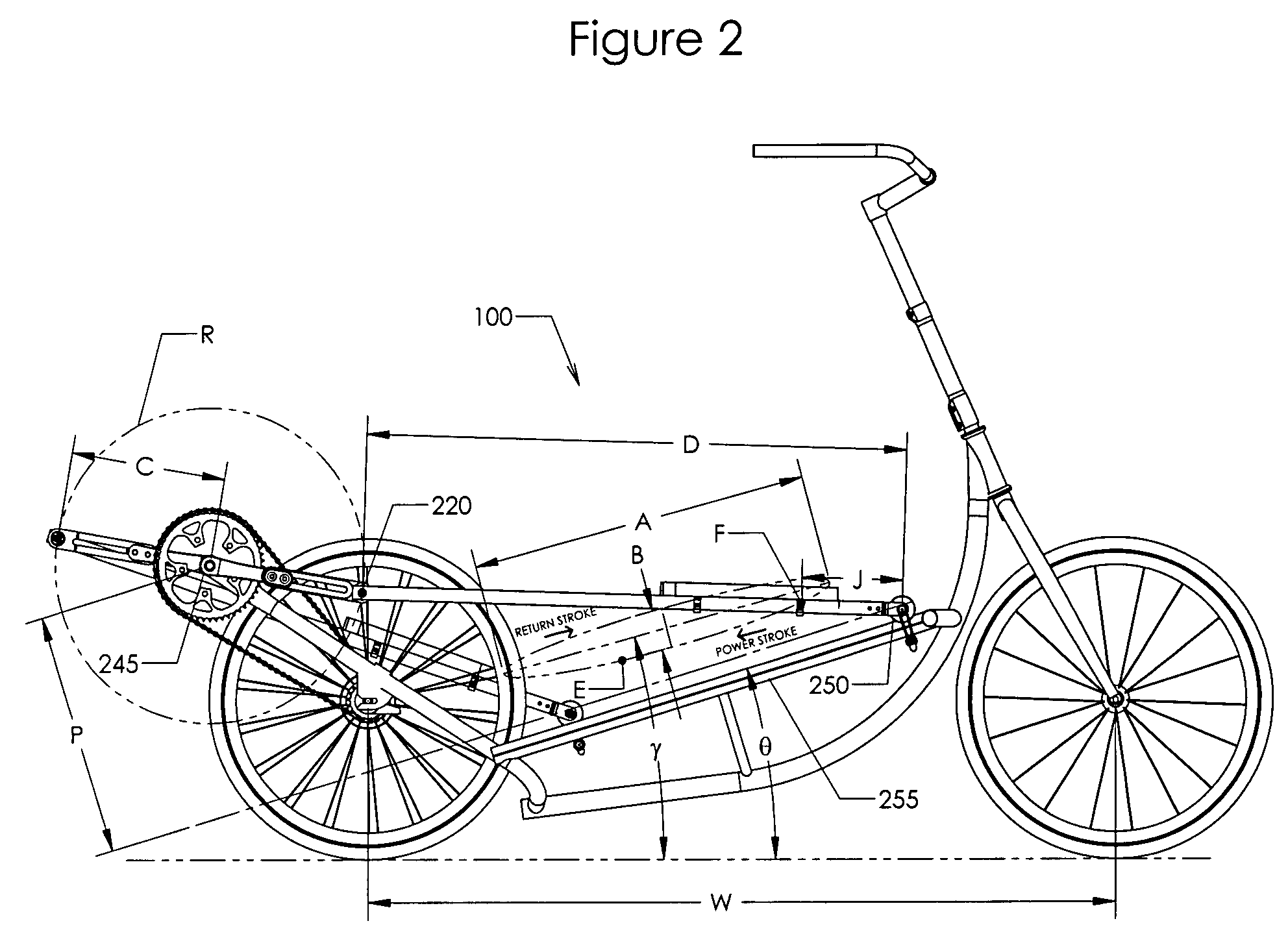 Self-propelled vehicle propelled by an elliptical drive train