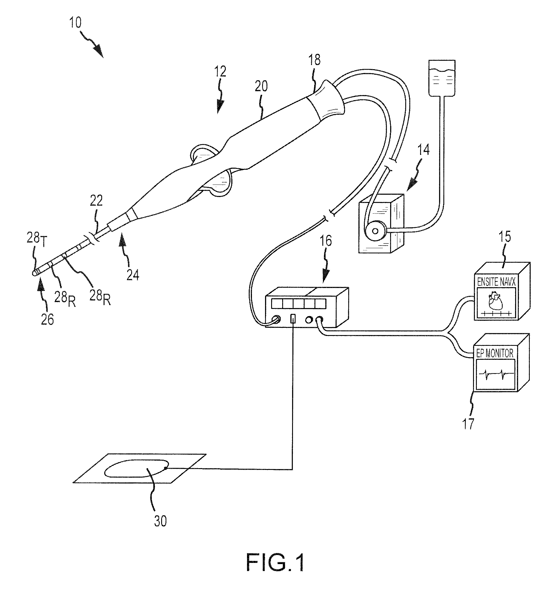 Irrigated ablation electrode assembly having off-center irrigation passageway