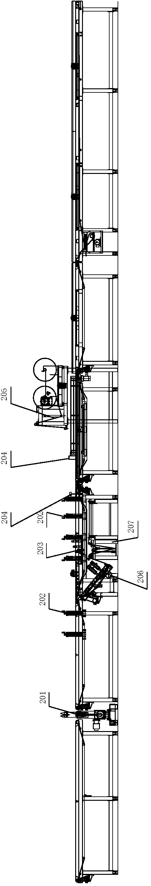 Glass wool product packaging production line and glass wool product packaging method