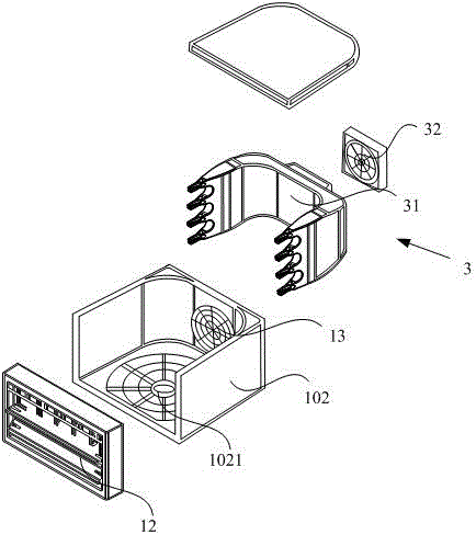 Air inducing type cabinet air conditioner and air mixing method