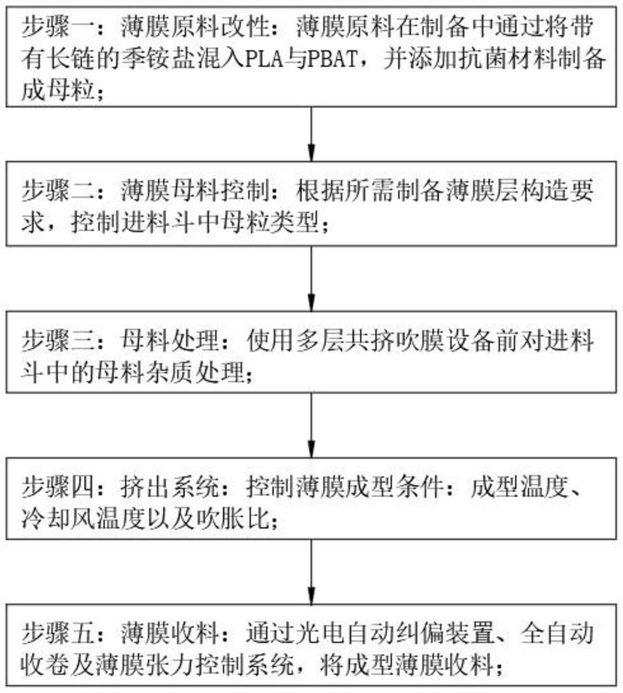 Antibacterial degradable functional film forming processing technology and equipment