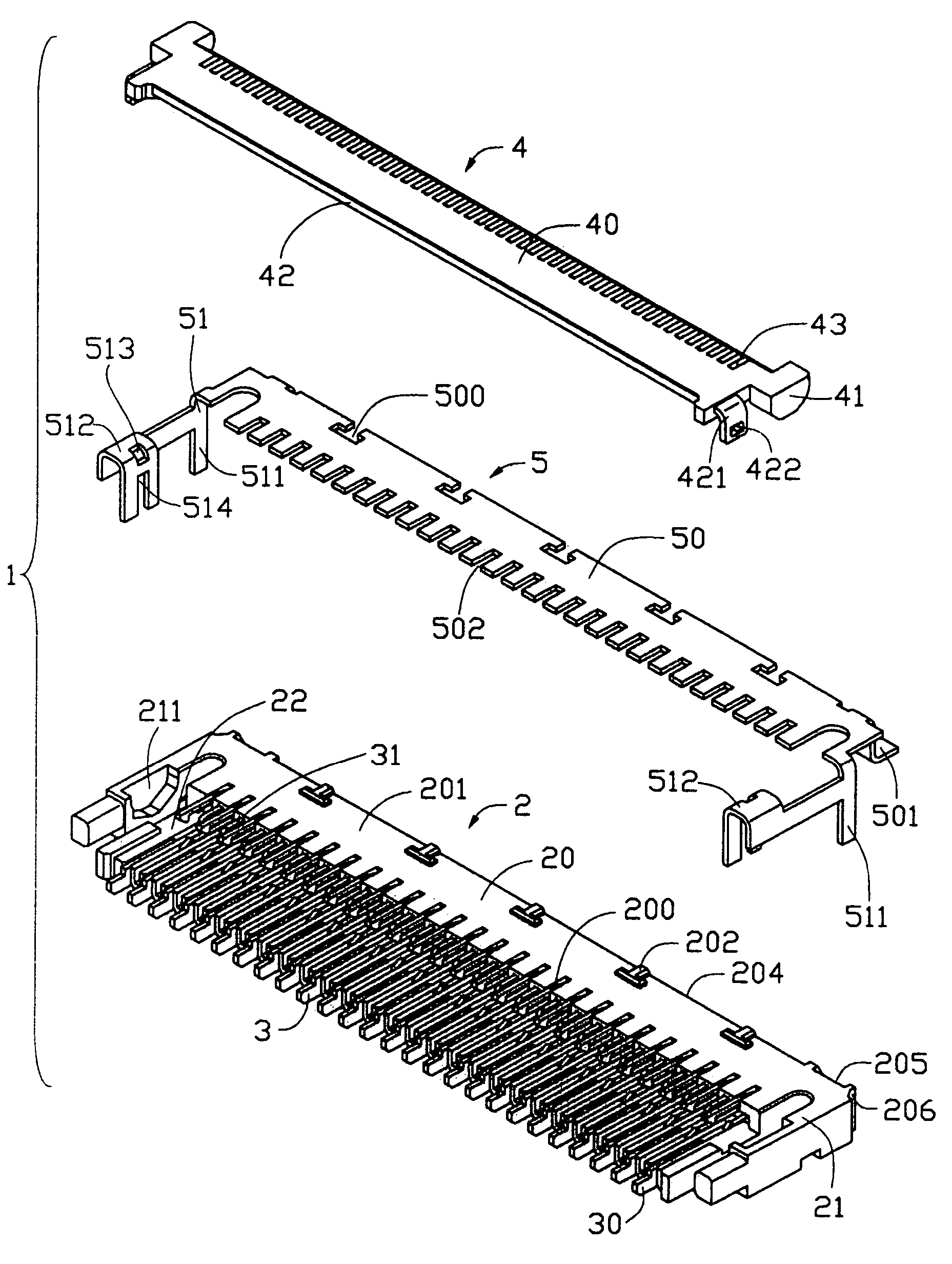 Electrical connector for flexible printed circuit