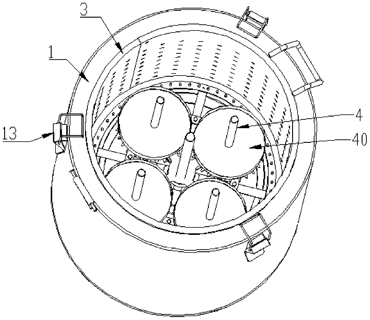 Oven with double rotating mechanisms