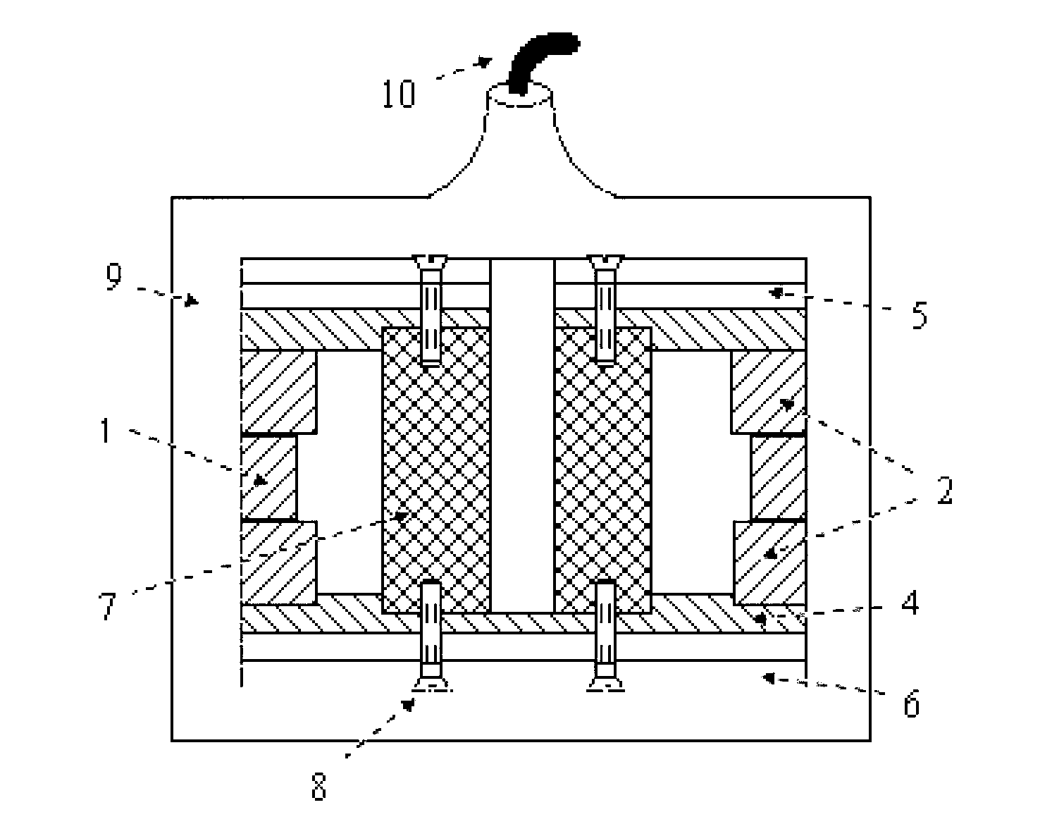 Cylindrical transducer with stacked piezoelectric circular tubes with different internal diameters