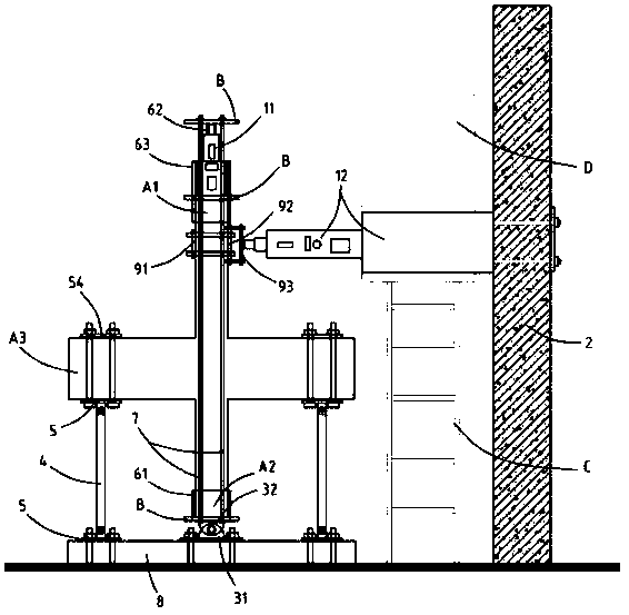 Test device for simulating horizontal earthquake effect bearing by cross-shaped beam-column joint