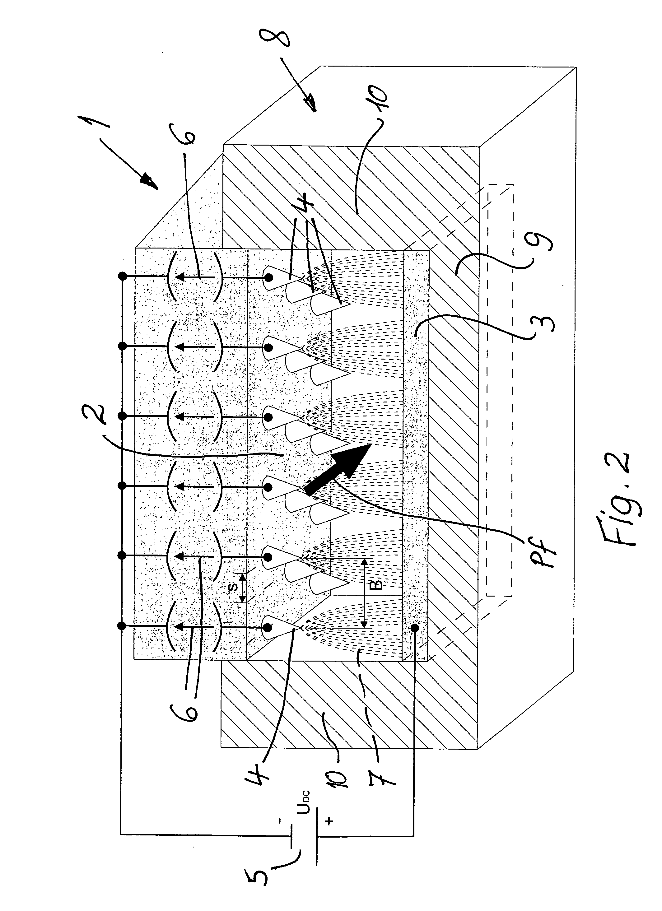 Method and device for precipitating impurities from a stream of gas