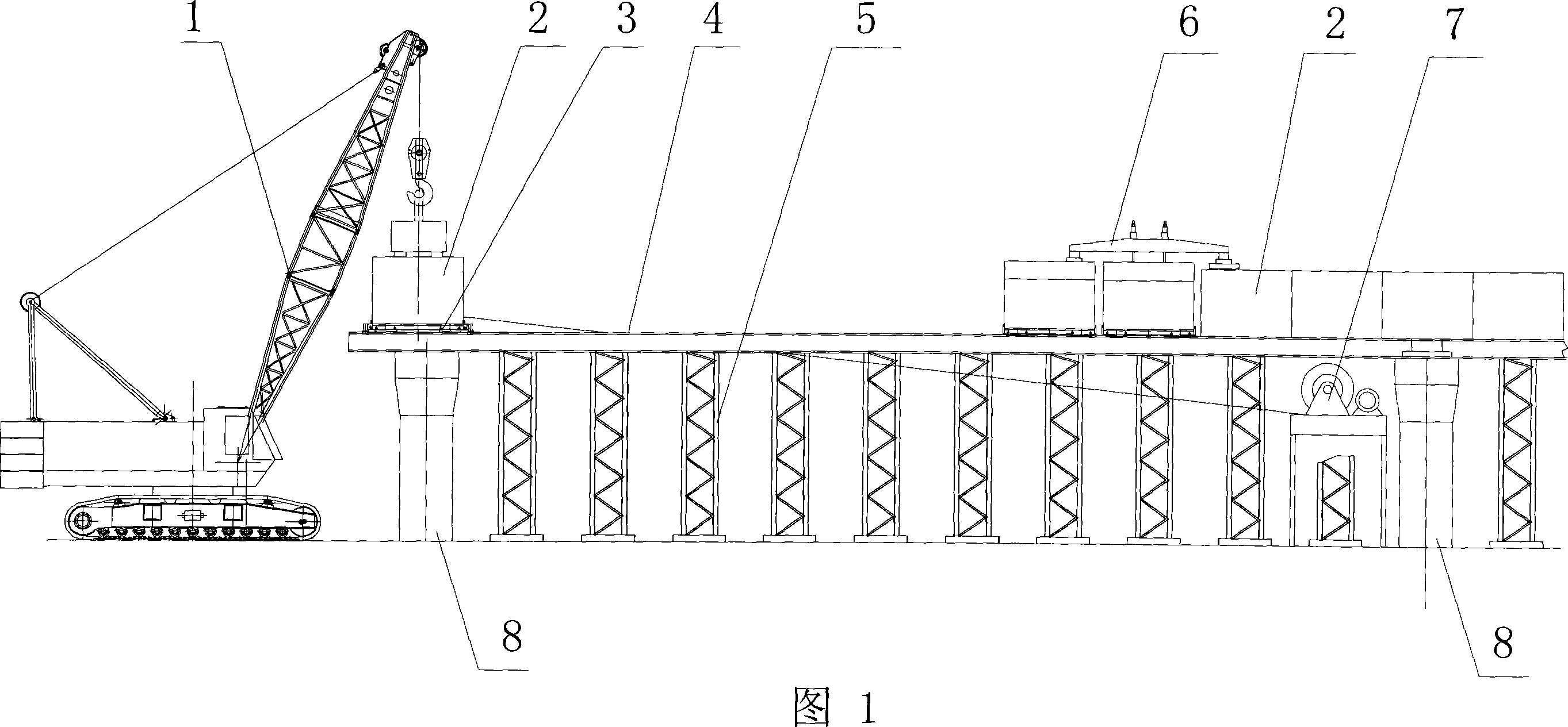 Method for mounting trestle bridge segment box girder