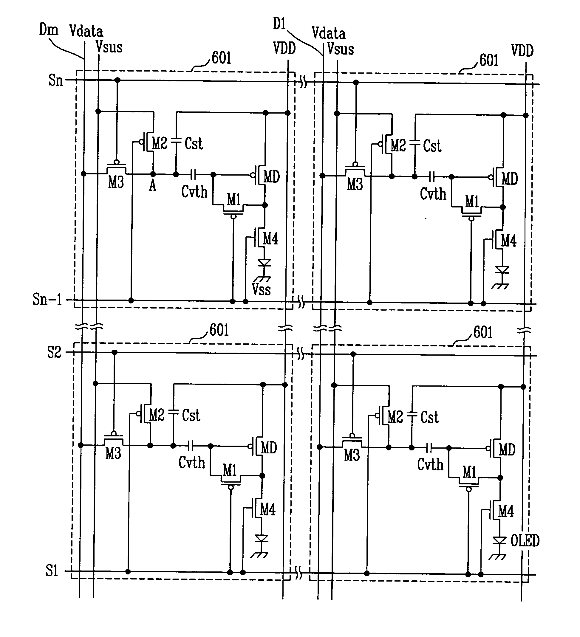 Light emitting diode display circuit with voltage drop compensation