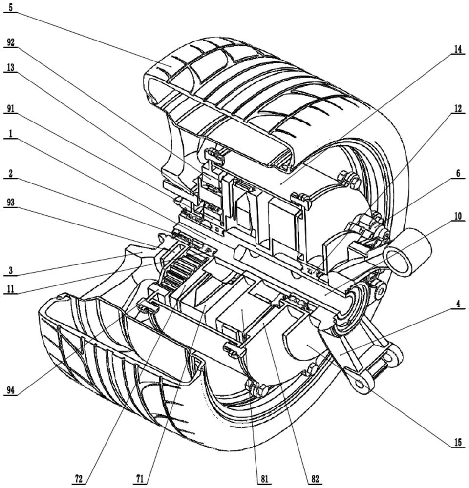 Symmetrical Arrangement of Disk Motor Differential Gear Train Composite Driven Automotive Hub Motor