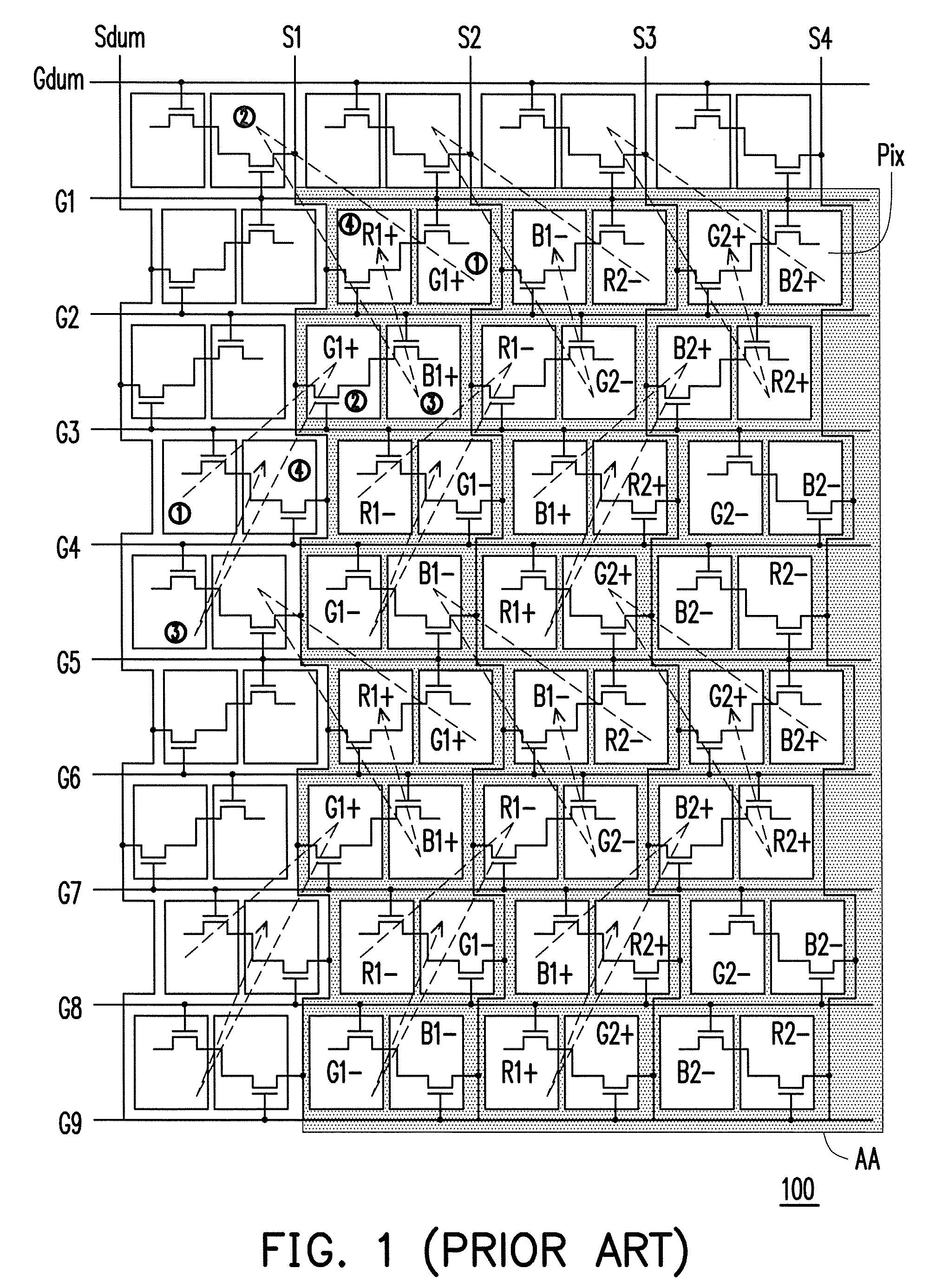 Pixel array structure, flat display panel and method for driving flat display panel thereof