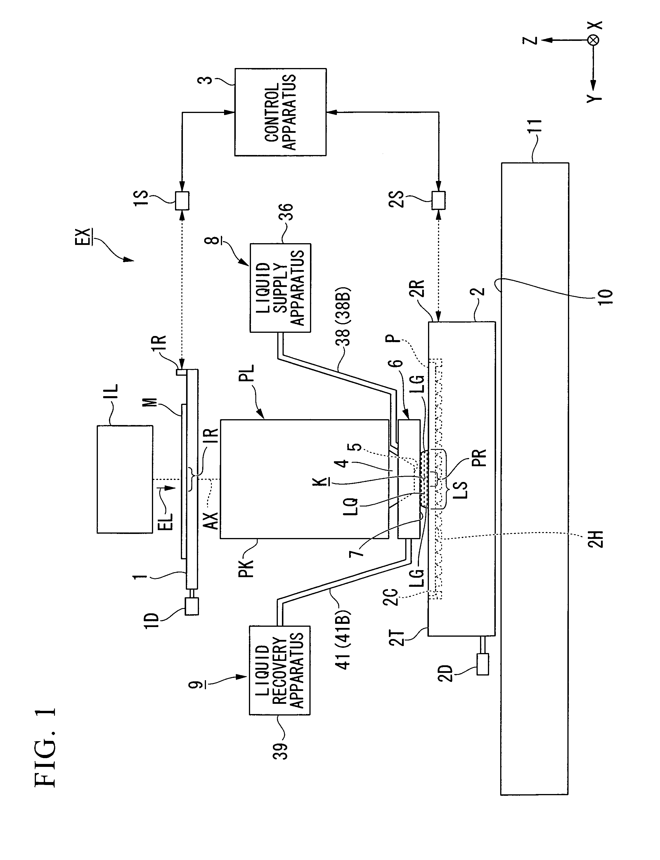 Liquid recovery system, immersion exposure apparatus, immersion exposing method, and device fabricating method