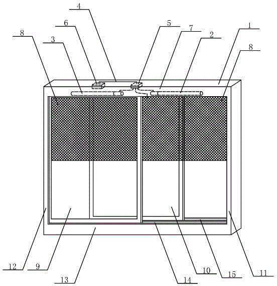 Double-layer movable mosquito control window capable of inducing mosquitoes through ultraviolet light and killing mosquitoes through electric shocks