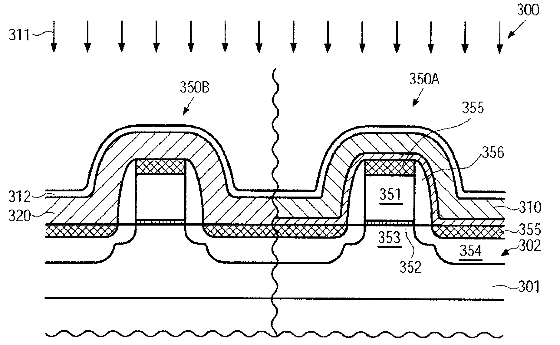 Method and a semiconductor device comprising a protection layer for reducing stress relaxation in a dual stress liner approach