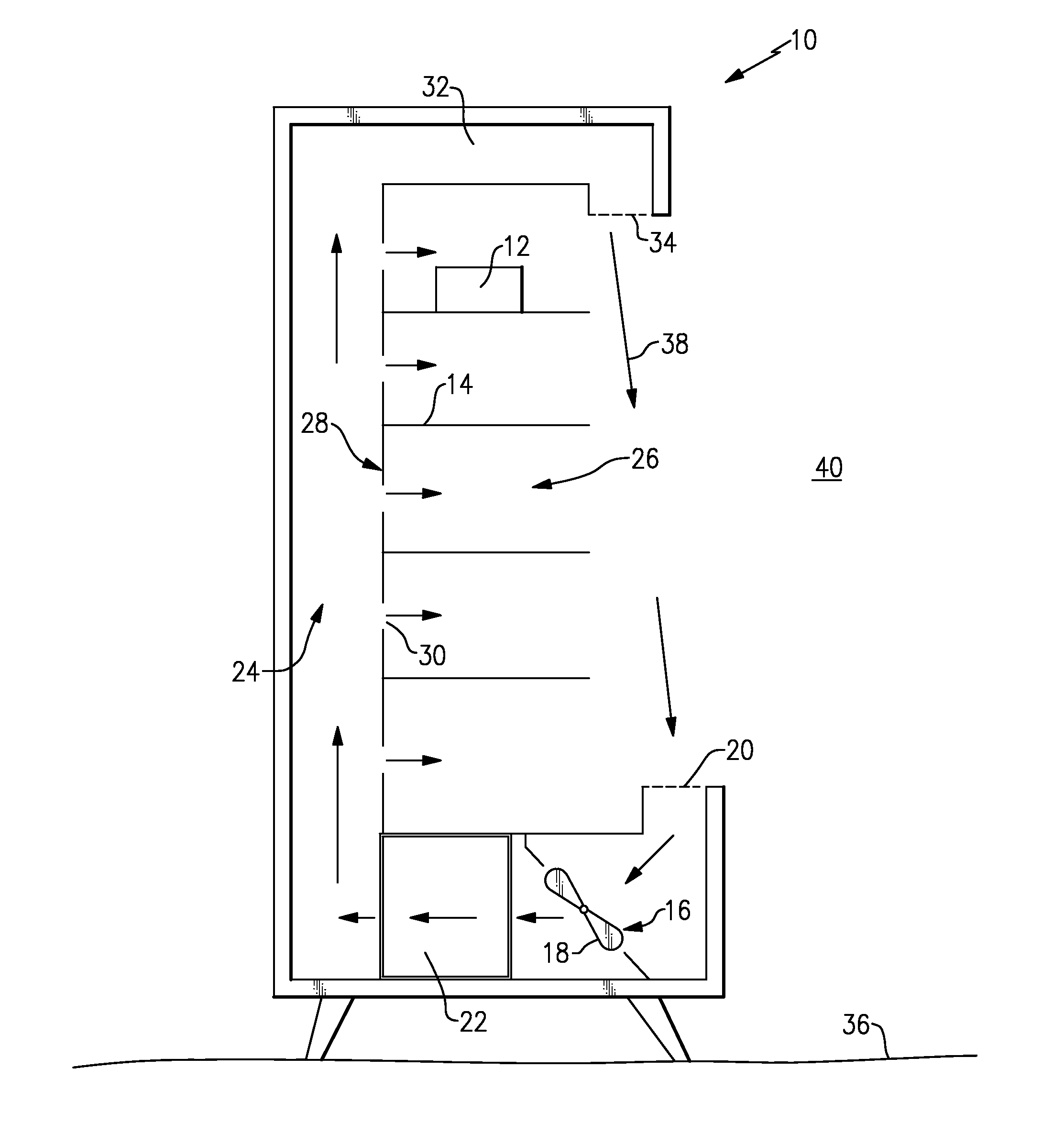 Display case including heat exchanger for reducing relative humidity