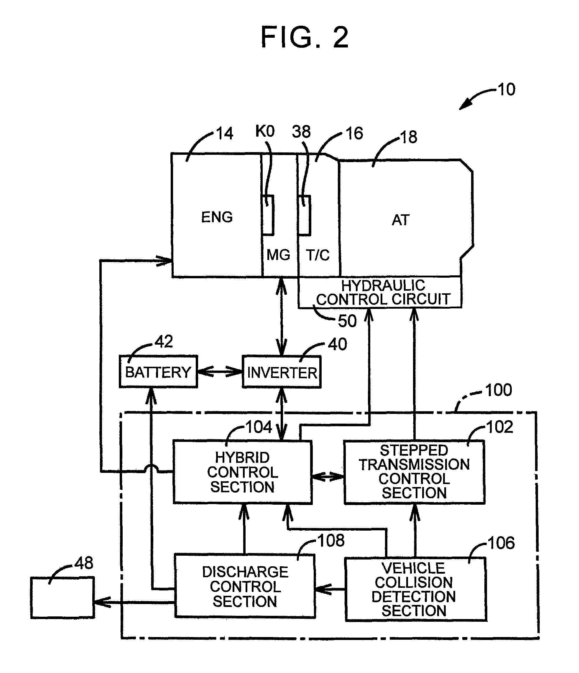 Control device for hybrid vehicle for controlling the hybrid vehicle when a collision is detected