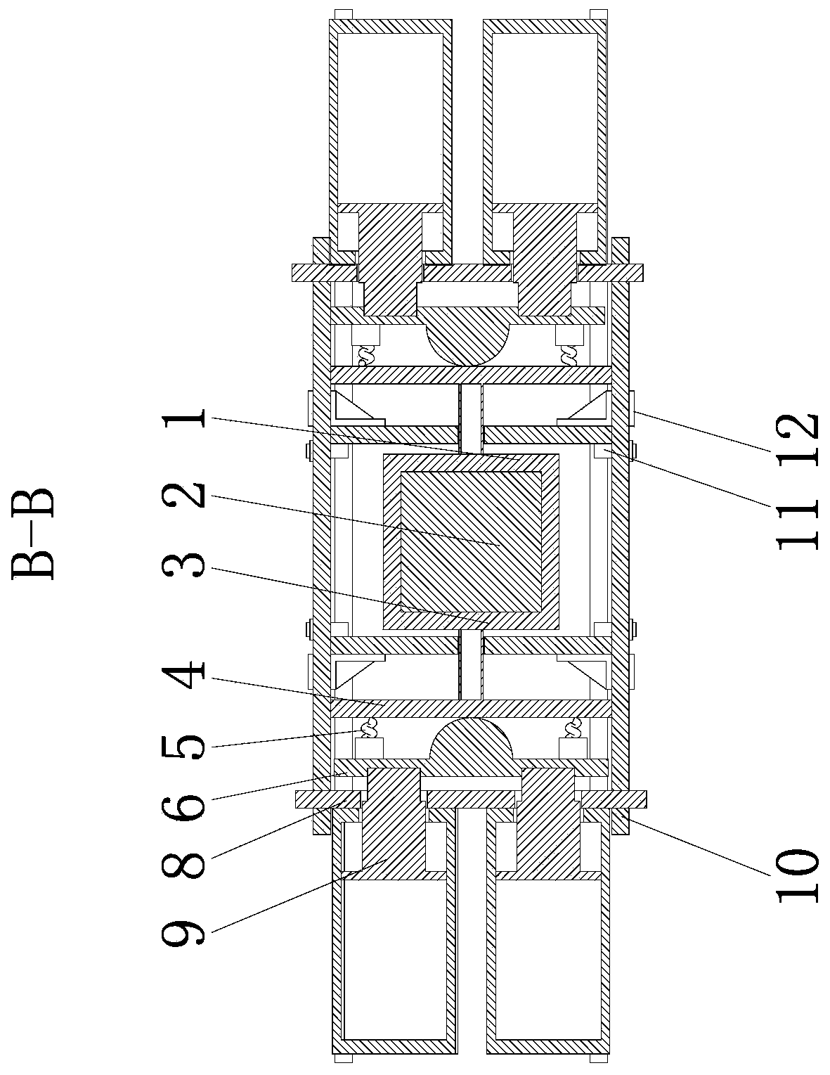 Rectangular pipe double-side multi-hole synchronous forming device