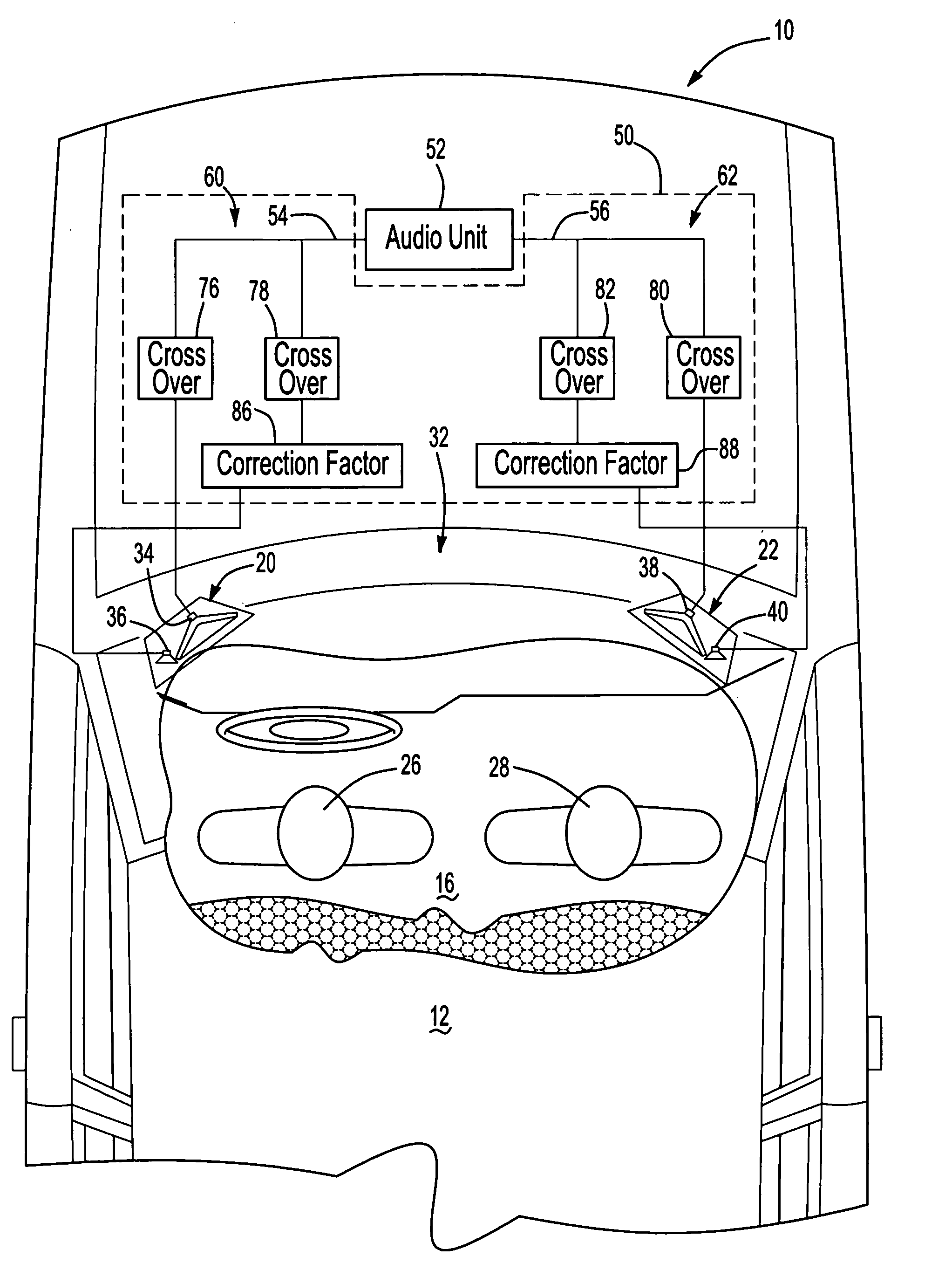 Audio system for use with a vehicle