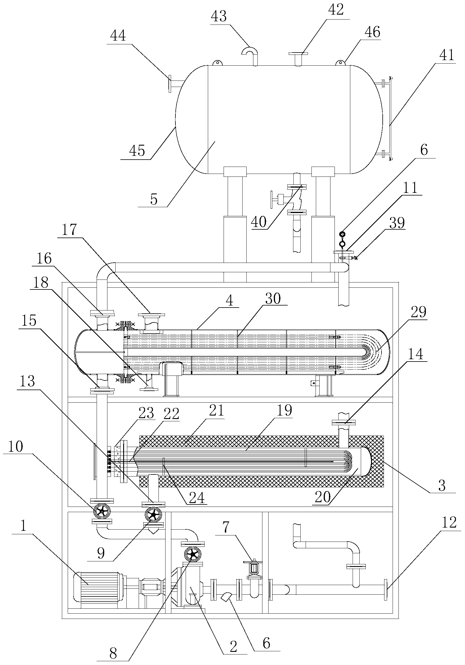 Heat-conducting oil heating device with cooler
