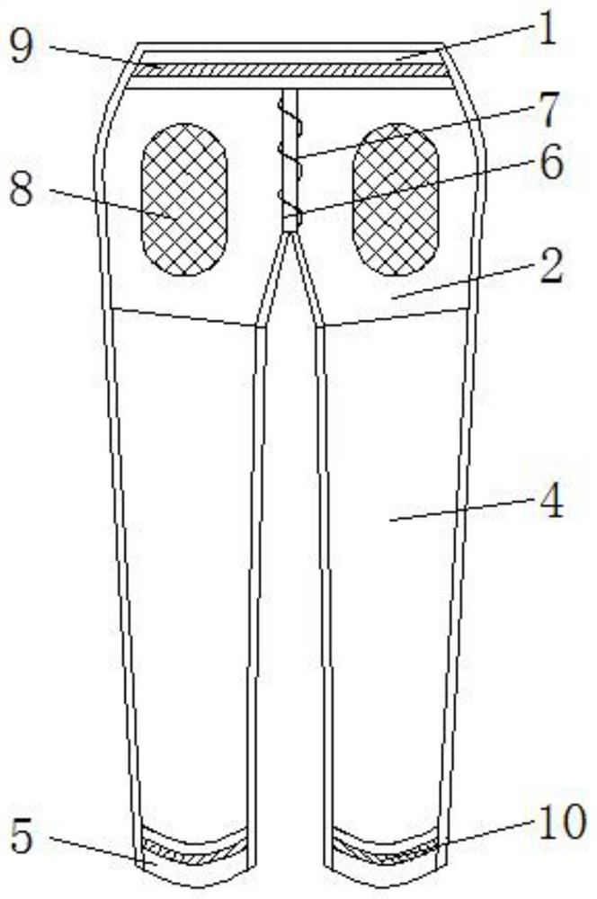 Pair of sweating type slimming hip-lifting trousers and manufacturing method thereof