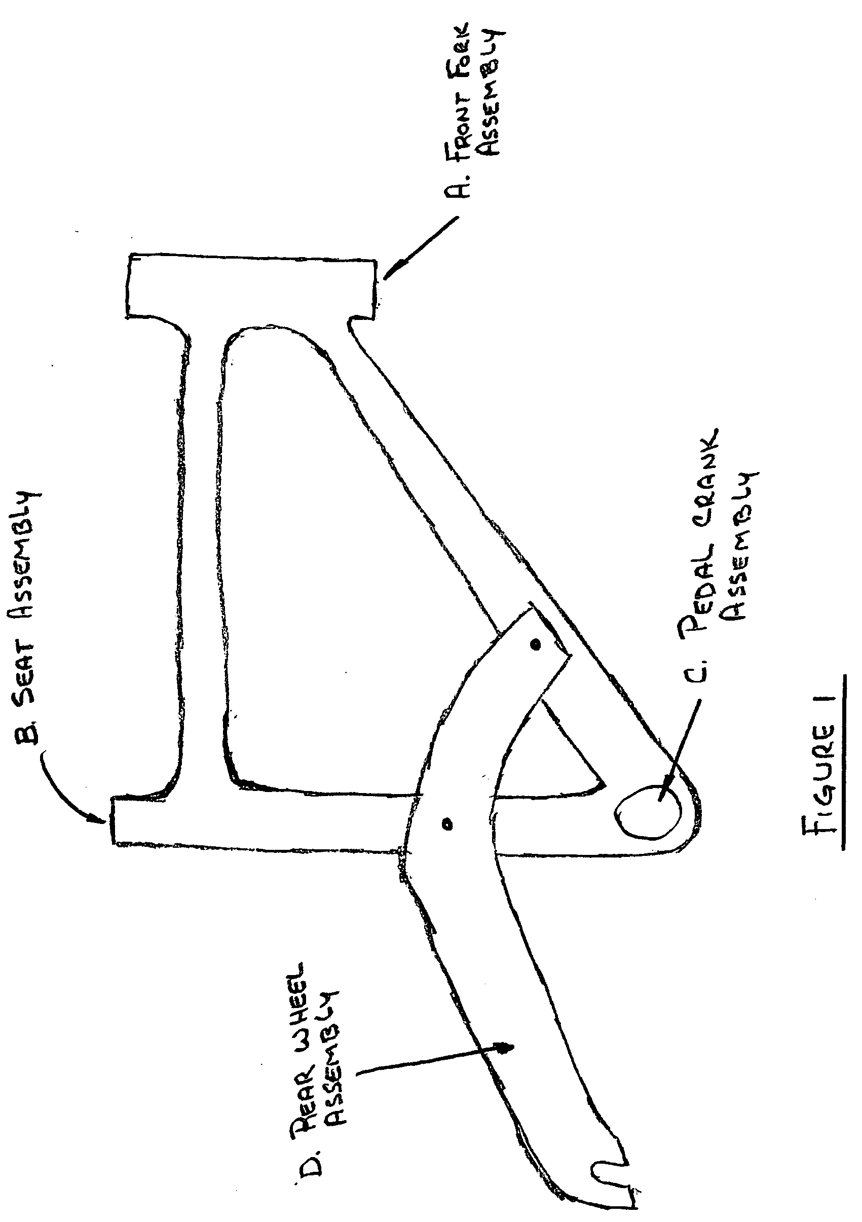 Article of manufacture for a hollow one piece plastic injection molded bicycle frame and process for making same