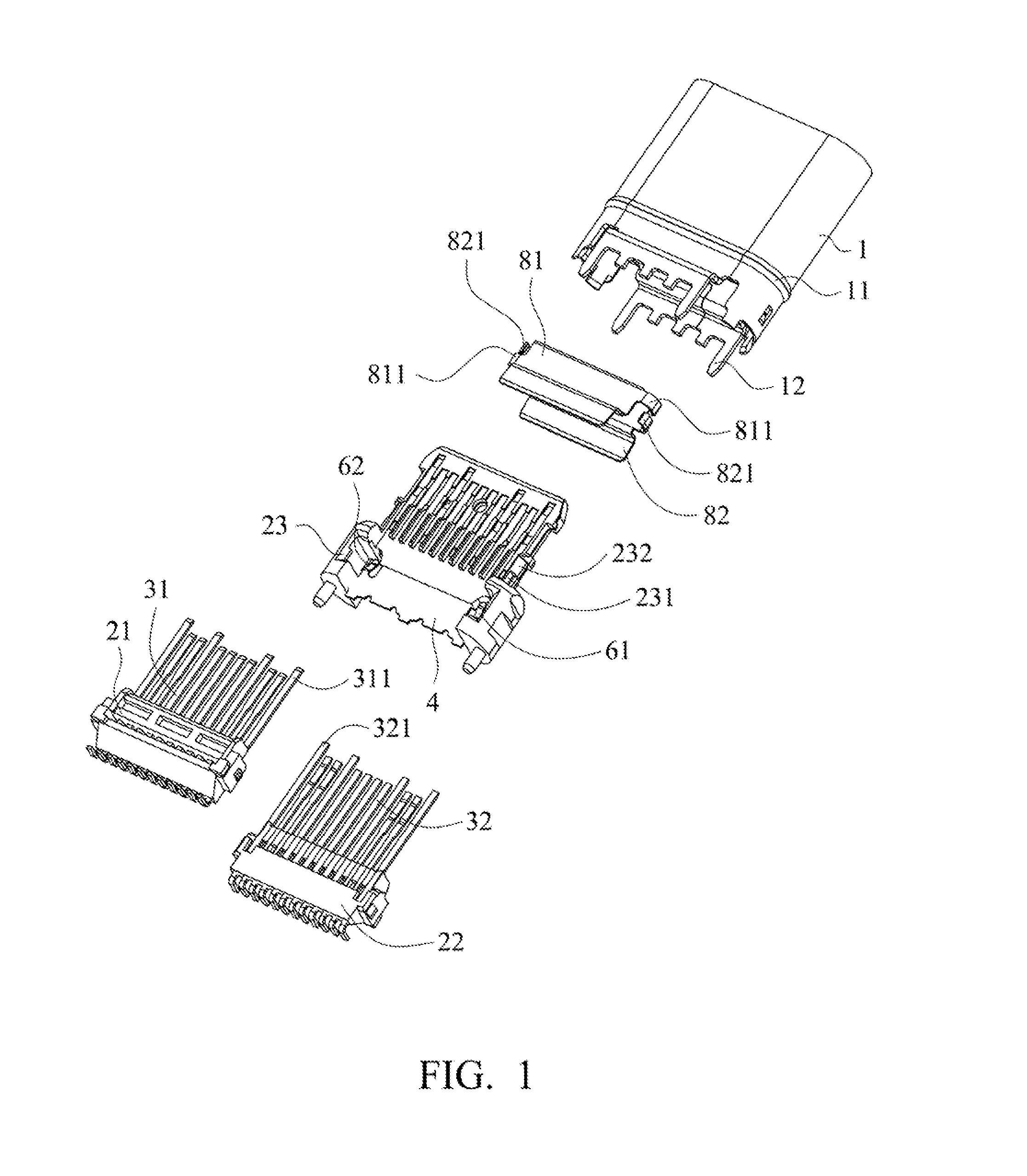 Female connector for high-speed transmission with grounding